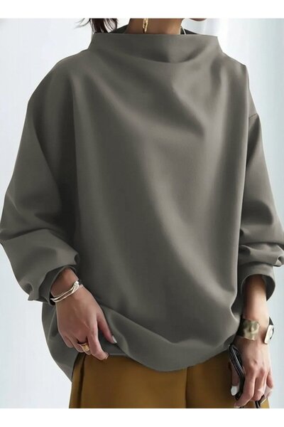 JANES Women's Long Sleeve Wide Turtleneck Modal Blouse