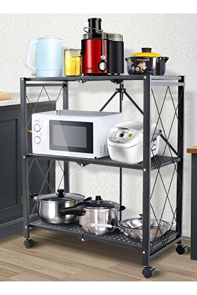 ULHYC رف تخزين مقاوم للخدش بثلاث طبقات باللون الأسود