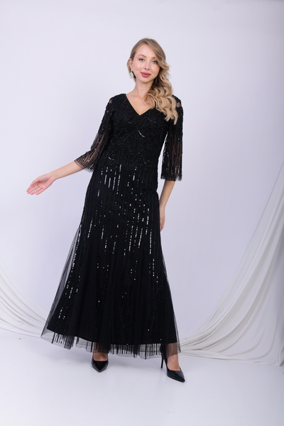 GATSBYLADY LONDON Amanda Maxi Evening Gown with Flared Sleeves