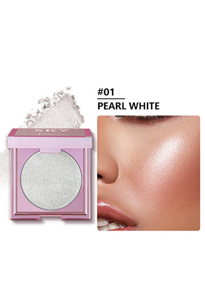 Pudaier Highlighter Powder, Shimmering Long Lasting Waterproof Contour for Face Body, 8g Pearl White #01