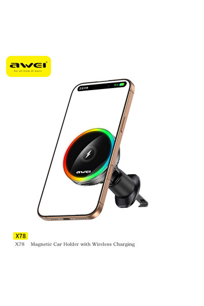 AWEI X78 Magnetic Car Phone Holder Wireless Charging