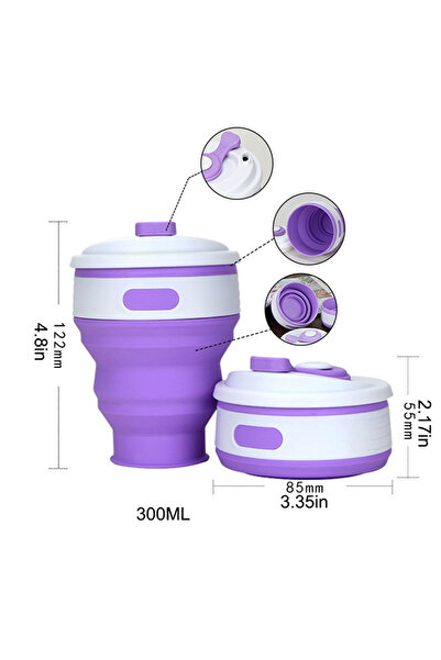 EHOME Travel Mug with Lid 300ML Collapsible Coffee Cup Reusable Camping Tea Cup Portable Foldable