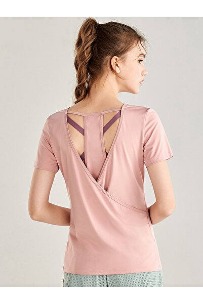 FridayIn Casual Round neck Solid color Hollow out Regular sleeve T-Shirts