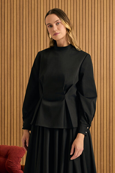 Aker Beli Pili Detaylı Cotton Bluz