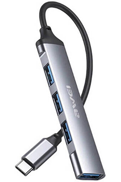 AWEI Cl-150T USB 2.0 4-Port USB Hub (4x Type-A, 1x USB-C) - Silver