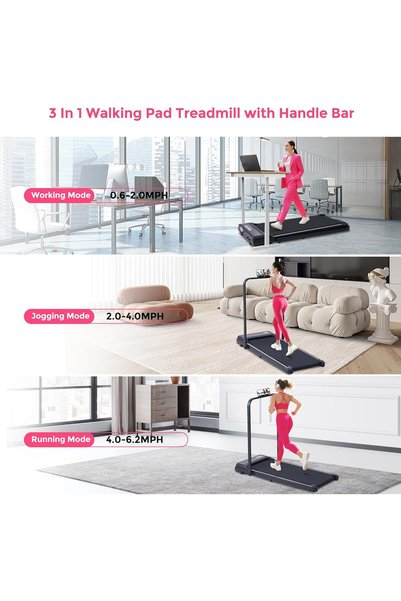 SUOUER Walking Pad with Handle Bar, 3.0HP Electric Small Walking Pads Running Treadmills, 320LBS