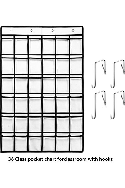 Generic 36-Pocket Classroom Hanging Organizer for Cell Phones and Calculators with Number Stickers (White)