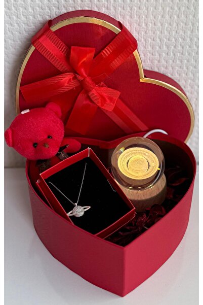 SUMMER GIFT SEVGİLİYE - ARKADAŞA ÖZEL JÜPİTER KOLYE IŞIKLI KÜRE VE PELIŞ AYIC...