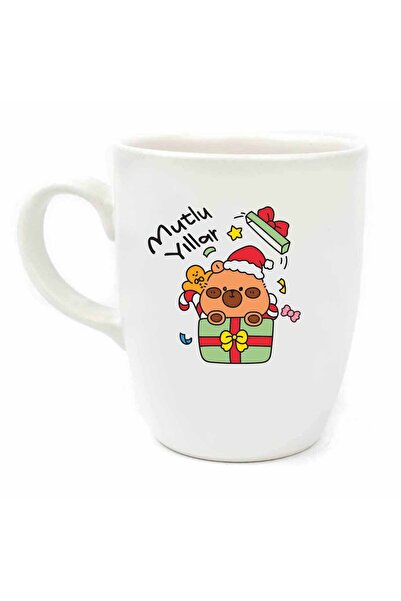 PALTO TASARIM Happy Birthday Little Bear Cream Oval Mug - Gift Mug Cup Mug