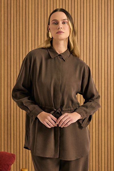 Aker Kahverengi Beli Bağcıklı Tunik