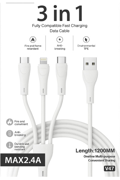 yollayenilensin 3in1 Çoklu Hızlı Şarj ve Data Kablosu – Type-C Lightning Mikr...