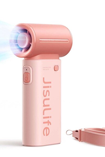 JISULIFE مروحة يدوية محمولة Life9 - قابلة لإعادة الشحن عبر USB صغيرة، مدة تشغيل 12 ساعة، 5 سرعات، لون وردي