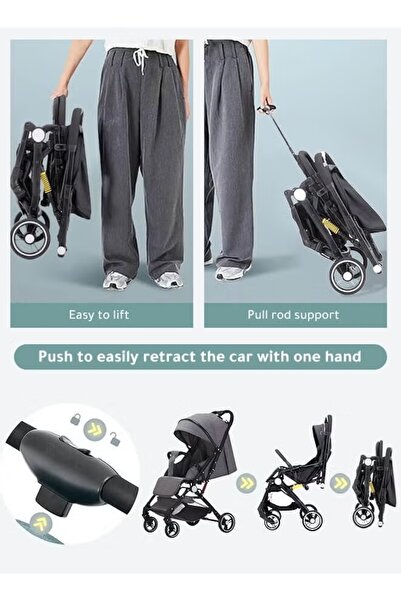 hibobi Lightweight Foldable Baby Stroller, 0–3Y Travel, Four-Wheel Suspension, One-Click Fold, 5-Point Belt