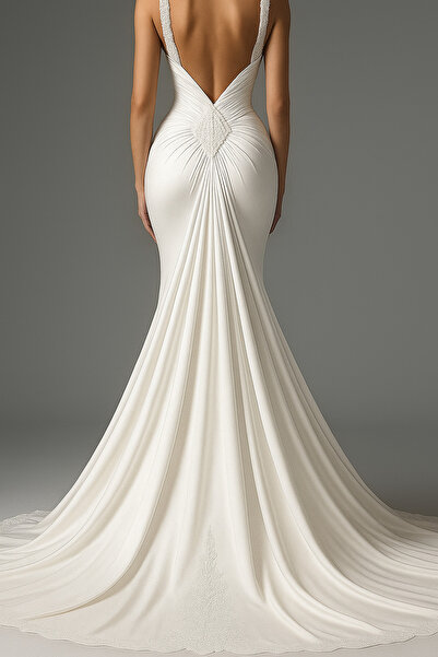 Paradise Collection Moda Evi 2026 Drapeli Ekru Paradise Gelinlik