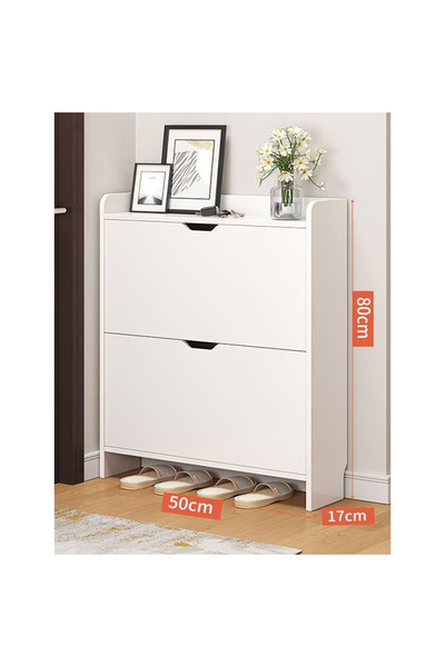 KEKE منظم أحذية من طبقتين، خزانة قابلة للطي مع أبواب لغرفة المعيشة