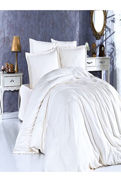 Zarif Home Striped Cotton Satin King Size Bedding Set-3 Pieces