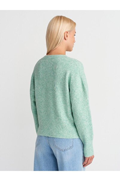 Dilvin 10645 V-Neck Soft Textured Knitwear Sweater
