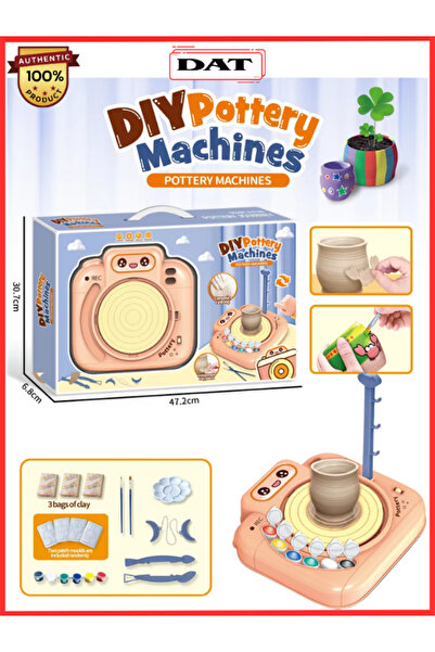 DAT مجموعة عجلة الفخار للأطفال - لعبة فنية وحرفية من الطين تعمل بالبطارية (تعليمية، للأعمار من 5 سنوات فما فوق)