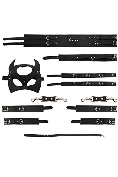 Obsessia ® set complet, cu masca, lesa, guler, catuse maini, picioare piele e...