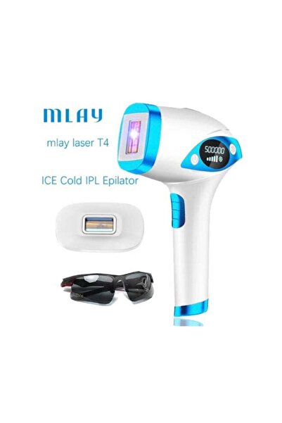 Mlay جهاز إزالة الشعر بالليزر T4 Ice Cooling أزرق/أبيض 3.6 سم