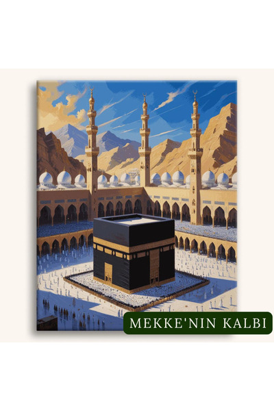 tuvart Sayılarla Boyama Seti İslami Eserler 40x50cm, - Mekke'nin Kalbi