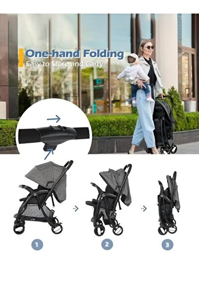 hibobi Two-Way Baby Stroller, Shock Absorption, Front/Parent Facing, Large Canopy, 5-Point Harness