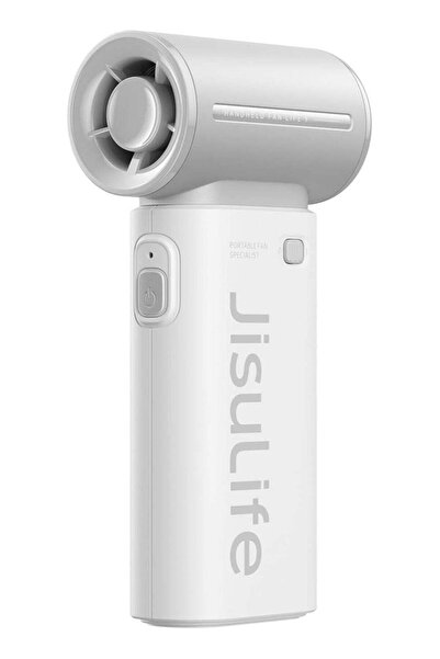 JISULIFE Portable Handheld Fan, Mini USB Rechargeable, 5 Speeds (Light Grey)