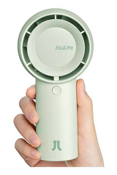 JISULIFE مروحة توربو محمولة 5 - 4500 مللي أمبير قابلة لإعادة الشحن عبر USB، 5 سرعات، لون أخضر