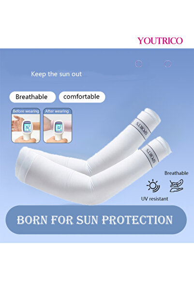 Youtrico Gloves Ice Silk UV Blocking Arm Covers for Driving/Cycling