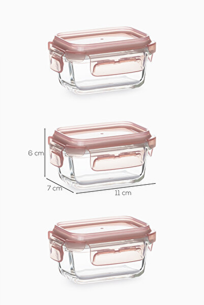 Porsima 4375 3-Piece Food Storage Container Set with Lockable Leak-Proof Lids - Glass Storage Container - 150ml Powder