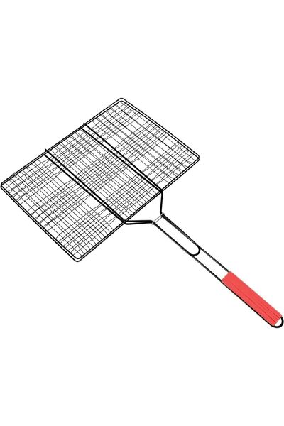 Yuwell YU WELL Portable Rectangular Stainless Steel BBQ Grill Net with Wooden Handle