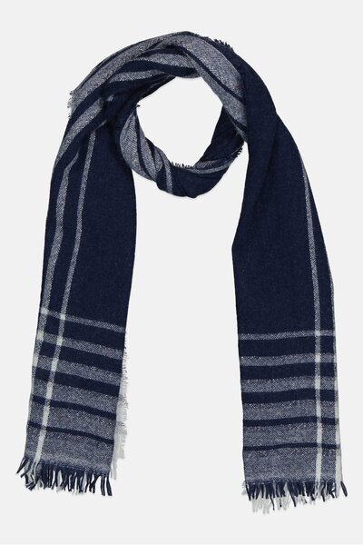 Harmont & Blaine Women Striped Scarf With Lurex, Navy