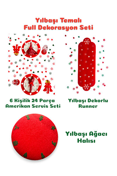 Karter İnovasyon مجموعة ديكور كاملة مناسبة لأجواء عيد الميلاد، طقم مائدة أمري...