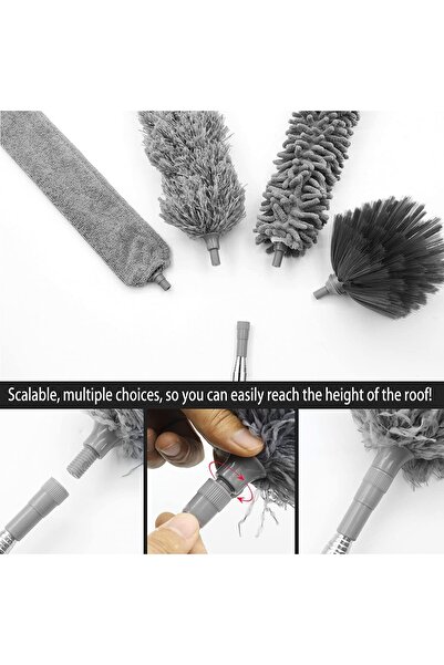 genernic 5pcs Microfiber Duster with Extension, Bendable Feather Duster for Ceiling Furniture Blinds Cars