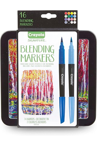 Crayola Signature Blending Markers with Metal Tin, 16 Count, Multicolor