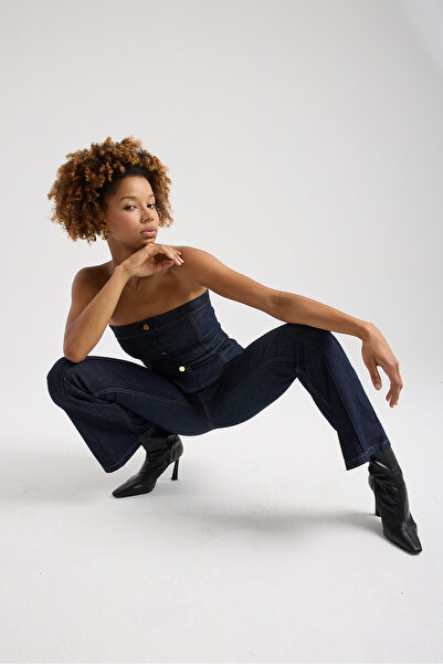 Moda Days Women's Set Denim Strapless Top and Jean Pants Set - Stylish and Modern Design