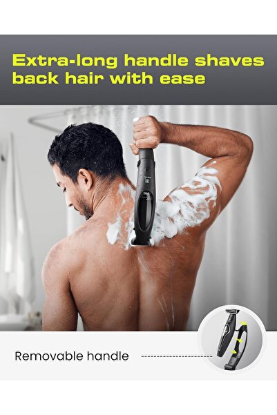 Generic NUBACK Back Shaver for Men, Long Handle, Wet & Dry Electric Back Hair Trimmer (Black)