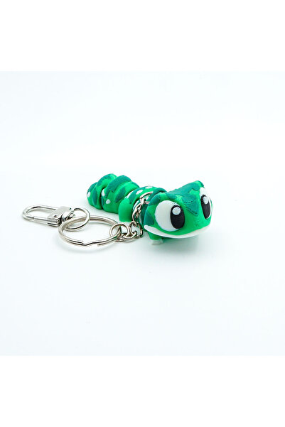 OEM Green Gecko Keychain, 3D Articulated Figurine, Flexi Keychain for Backpack