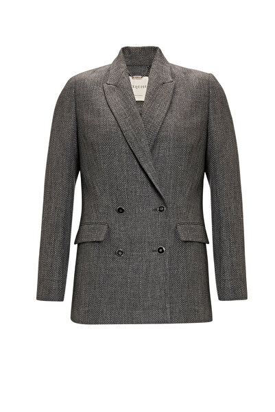 Exquise Double-Breasted Long Sleeve Woven Blazer Jacket