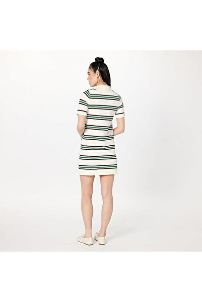 The Drop Women's short sleeve knitted dress, cream with stripes, size XXL,