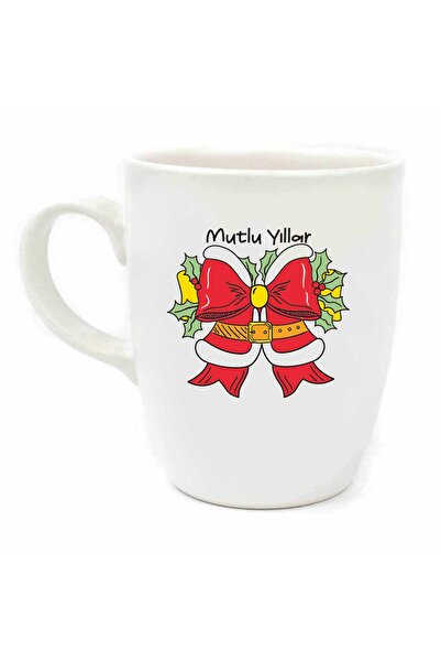 PALTO TASARIM Happy Birthday Ribbon Cream Oval Mug No:19-New Year Themed Mug