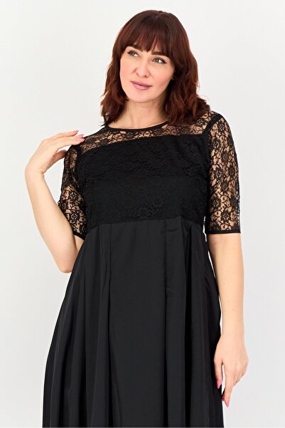 freesoul Women Laced Detail Maxi Dress, Black