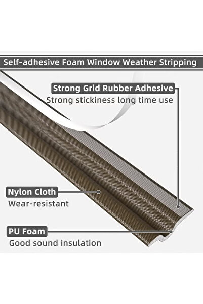 Generic Self Adhesive Window Gap Sealing Strip Windproof Seal Strip Weather Stripping Seal Strip 2M Brown