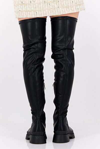 Raid Women Leather Mid Calf Boots, Black