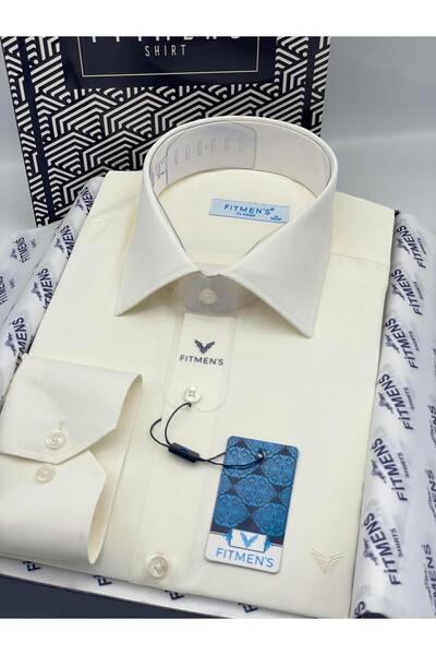 Fitmens Classic Long Sleeve Gold Satin Pocketless Gift Boxed Men's Shirt Fs-003308 - Cream