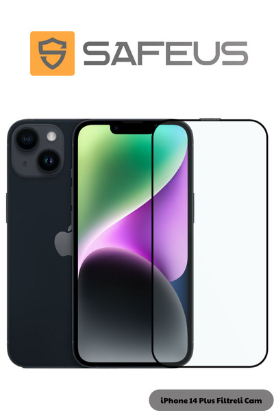 SAFEUS واقي شاشة زجاجي من الياقوت مع فلتر غبار لهاتف آيفون 14 بلس