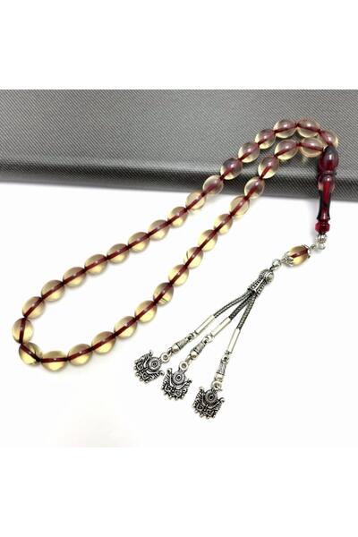 KANUNİ TESBİH Rozariu din culoarea chihlimbarului foc, culoare transparentă, Beyzi croială