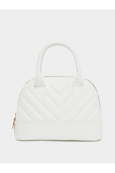 Styli Women White V Quilted Look Handbag
