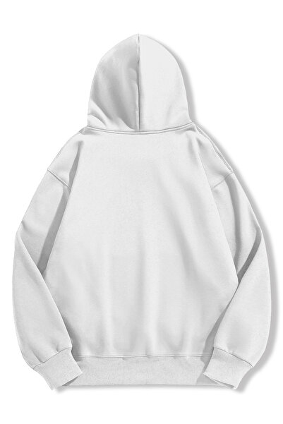 Zuno Men's White Oversized Fit Hooded Sweatshirt Living the Dad Life