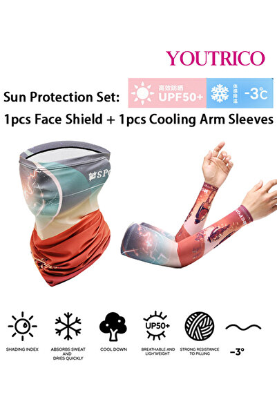 Youtrico طقم قفازات حريرية جليدية للحماية من الشمس SPF50، مكون من قطعتين، وقن...